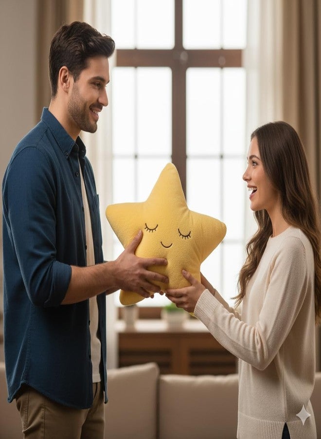 HAPPY BRO Toyes Yellow Star Pillow - Soft & Cozy Decorative Cushion for Bed, Sofa, Living Room, Nursery & Gifting - Image 5